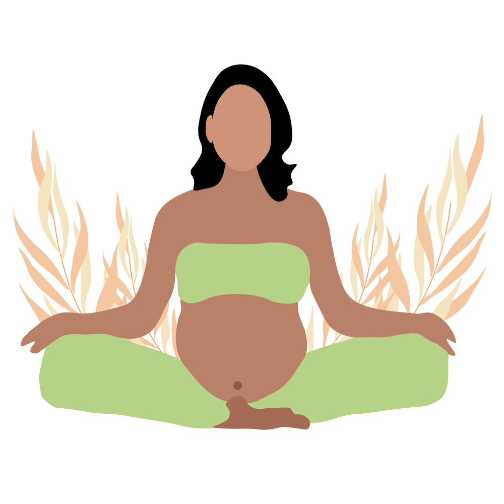 Dessin d'une femme enceinte pratiquant le yoga et la relaxation